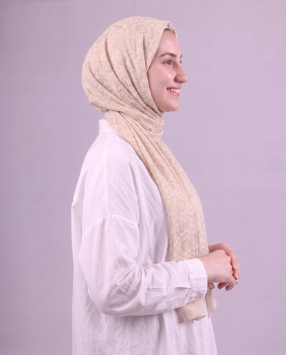 Flower Devore Scarf - Creamy