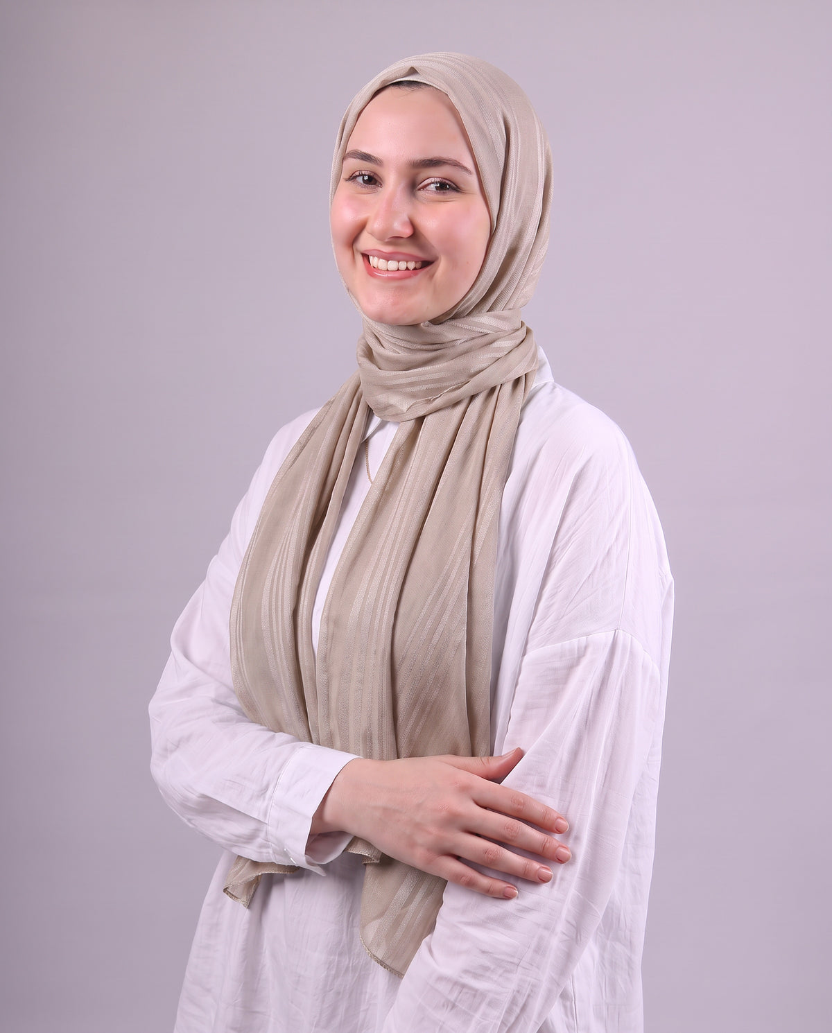 Lines Devore Kuwaiti Scarf - Medium Beige