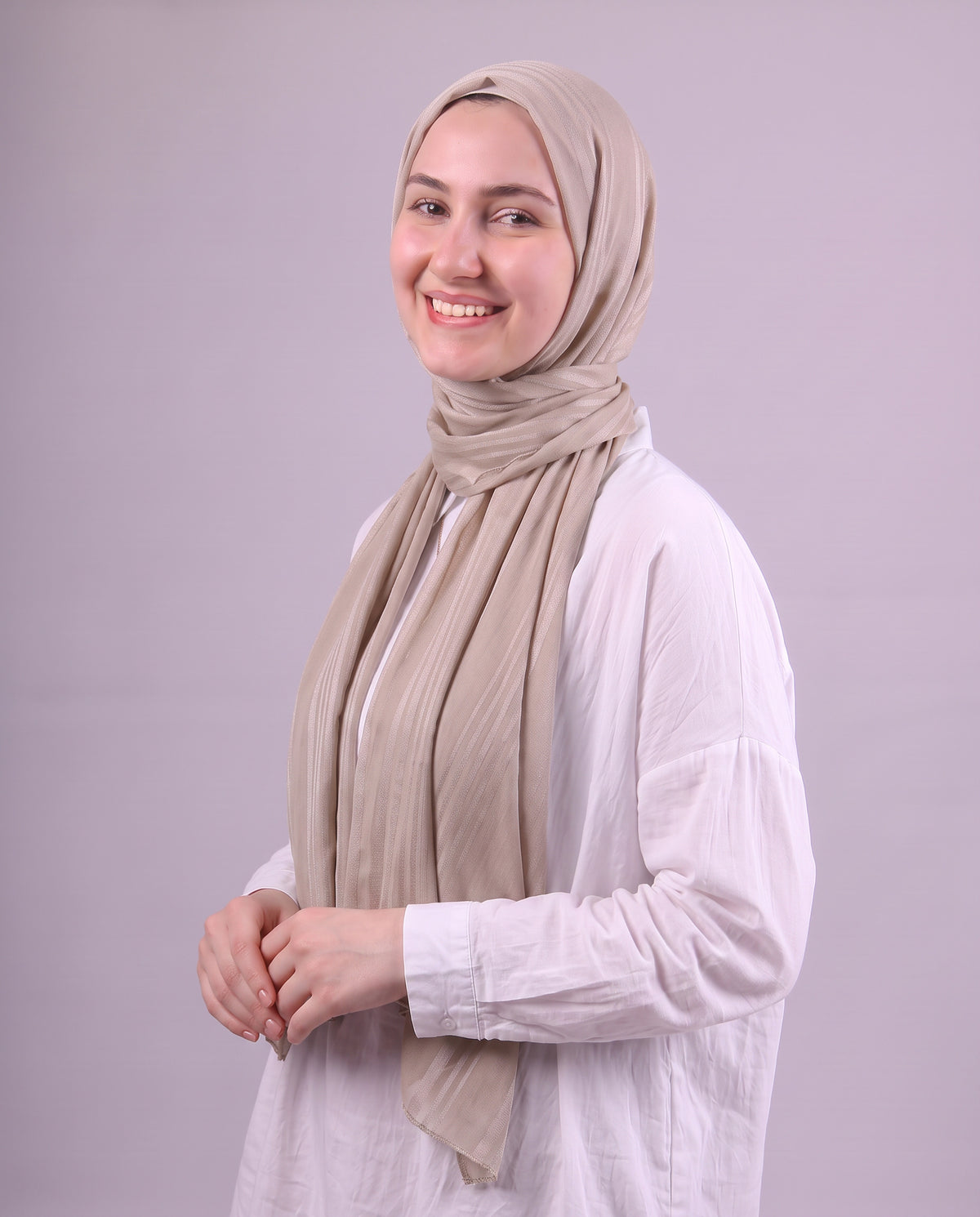 Lines Devore Kuwaiti Scarf - Medium Beige