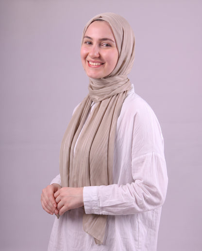 Lines Devore Kuwaiti Scarf - Medium Beige
