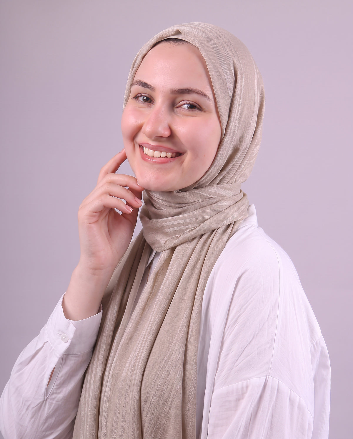 Lines Devore Kuwaiti Scarf - Medium Beige