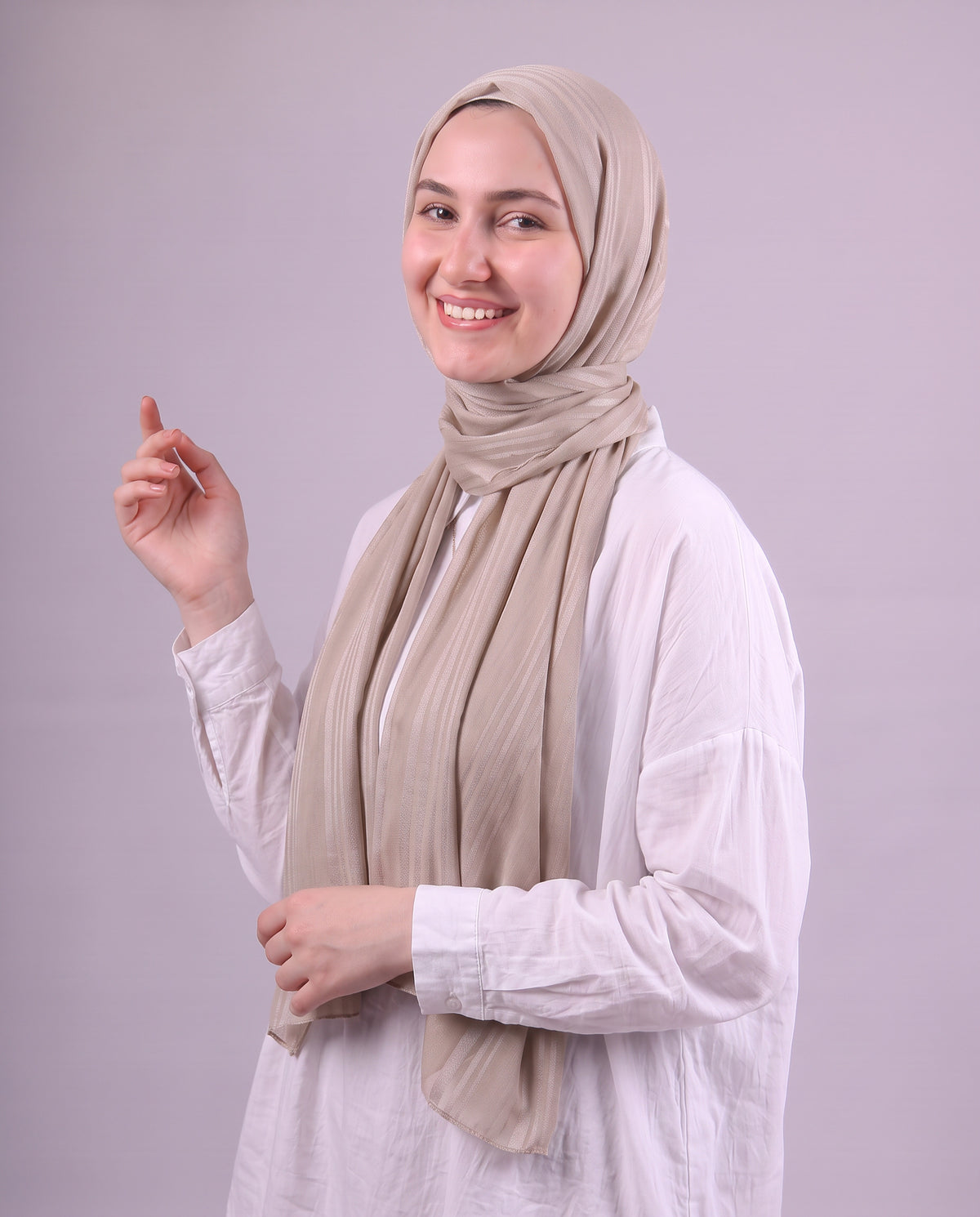 Lines Devore Kuwaiti Scarf - Medium Beige