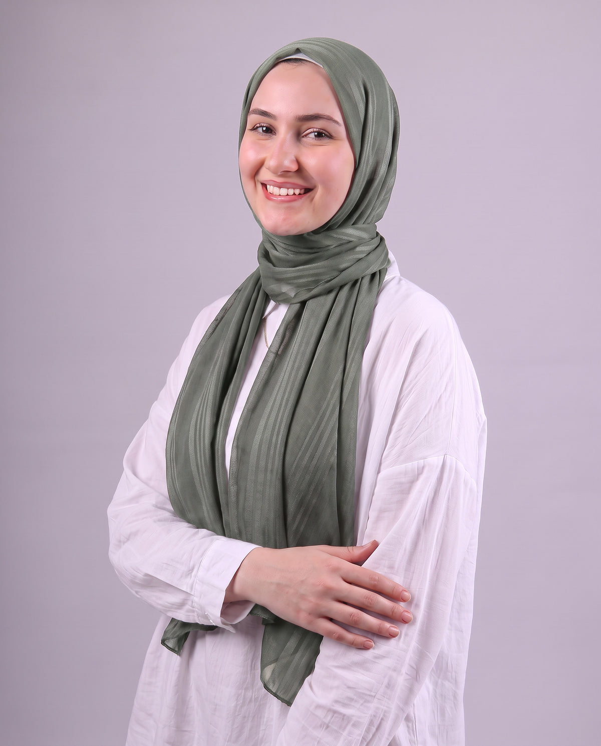 Lines Devore Kuwaiti Scarf - Olive