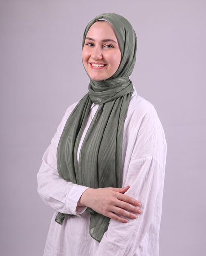 Lines Devore Kuwaiti Scarf - Olive