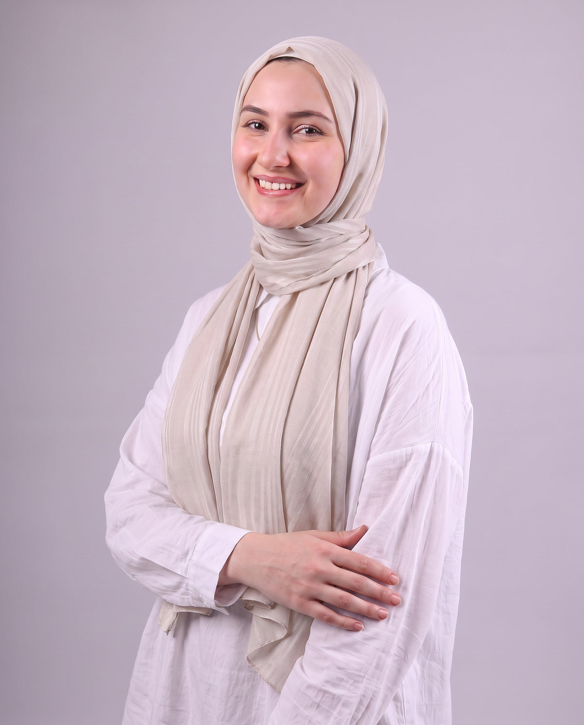Lines Devore Kuwaiti Scarf - Light Beige