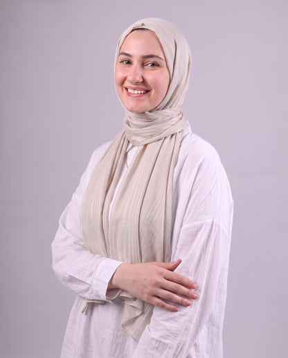 Lines Devore Kuwaiti Scarf - Light Beige