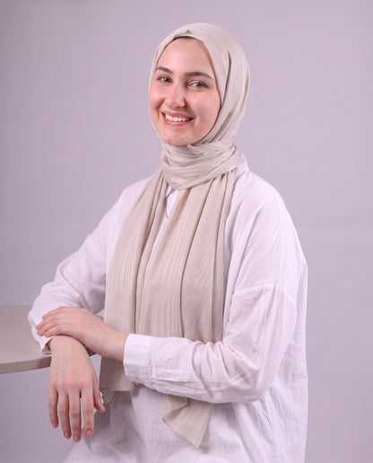 Lines Devore Kuwaiti Scarf - Light Beige