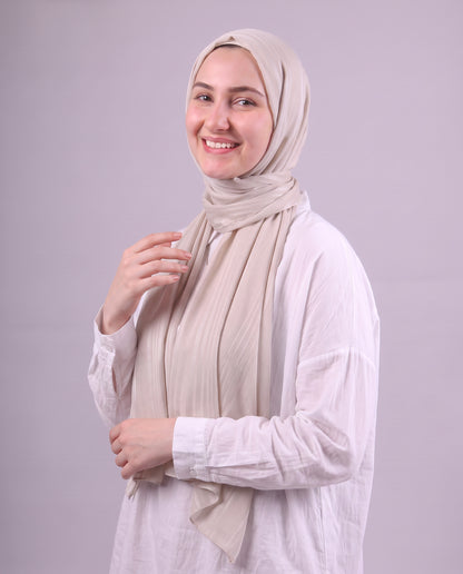 Lines Devore Kuwaiti Scarf - Light Beige