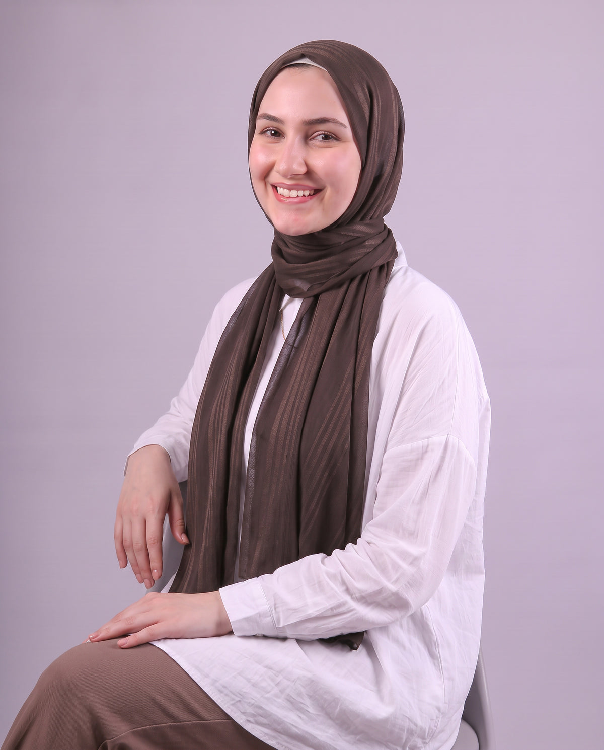 Lines Devore Kuwaiti Scarf - Brown