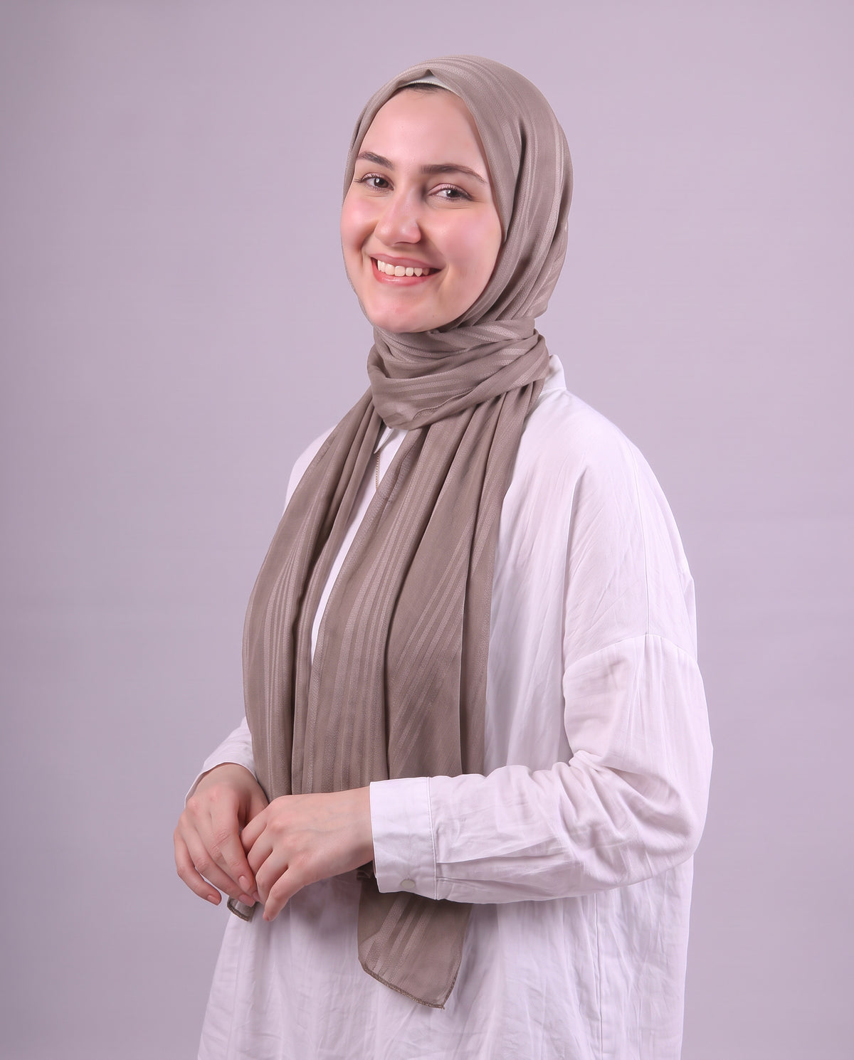 Lines Devore Kuwaiti Scarf - Dark Beige