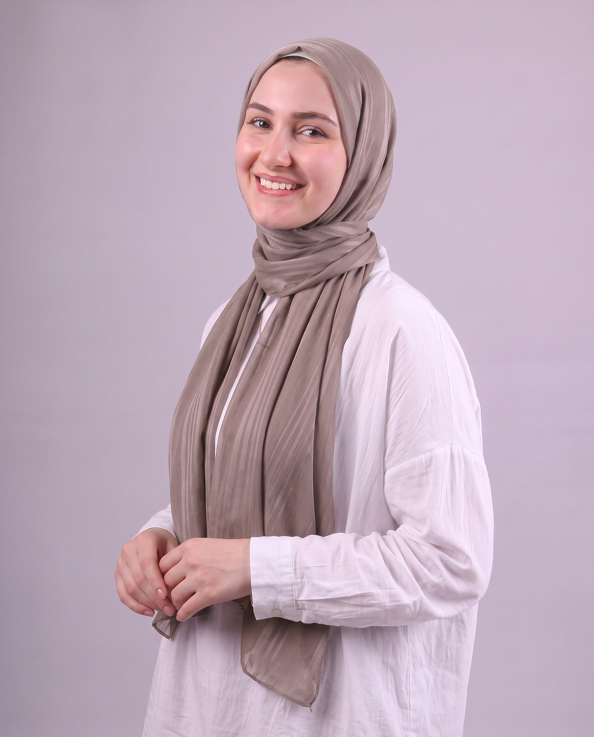 Lines Devore Kuwaiti Scarf - Dark Beige
