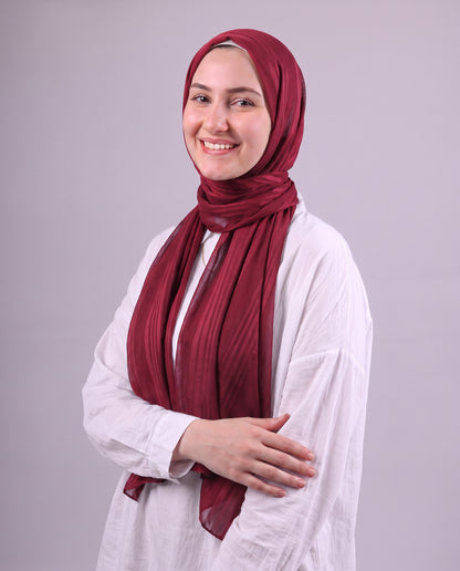 Lines Devore Kuwaiti Scarf - Burgundy