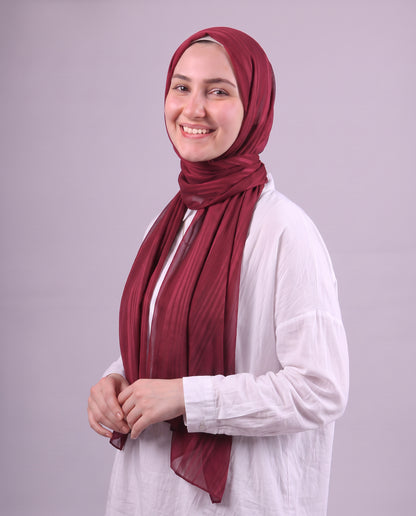 Lines Devore Kuwaiti Scarf - Burgundy
