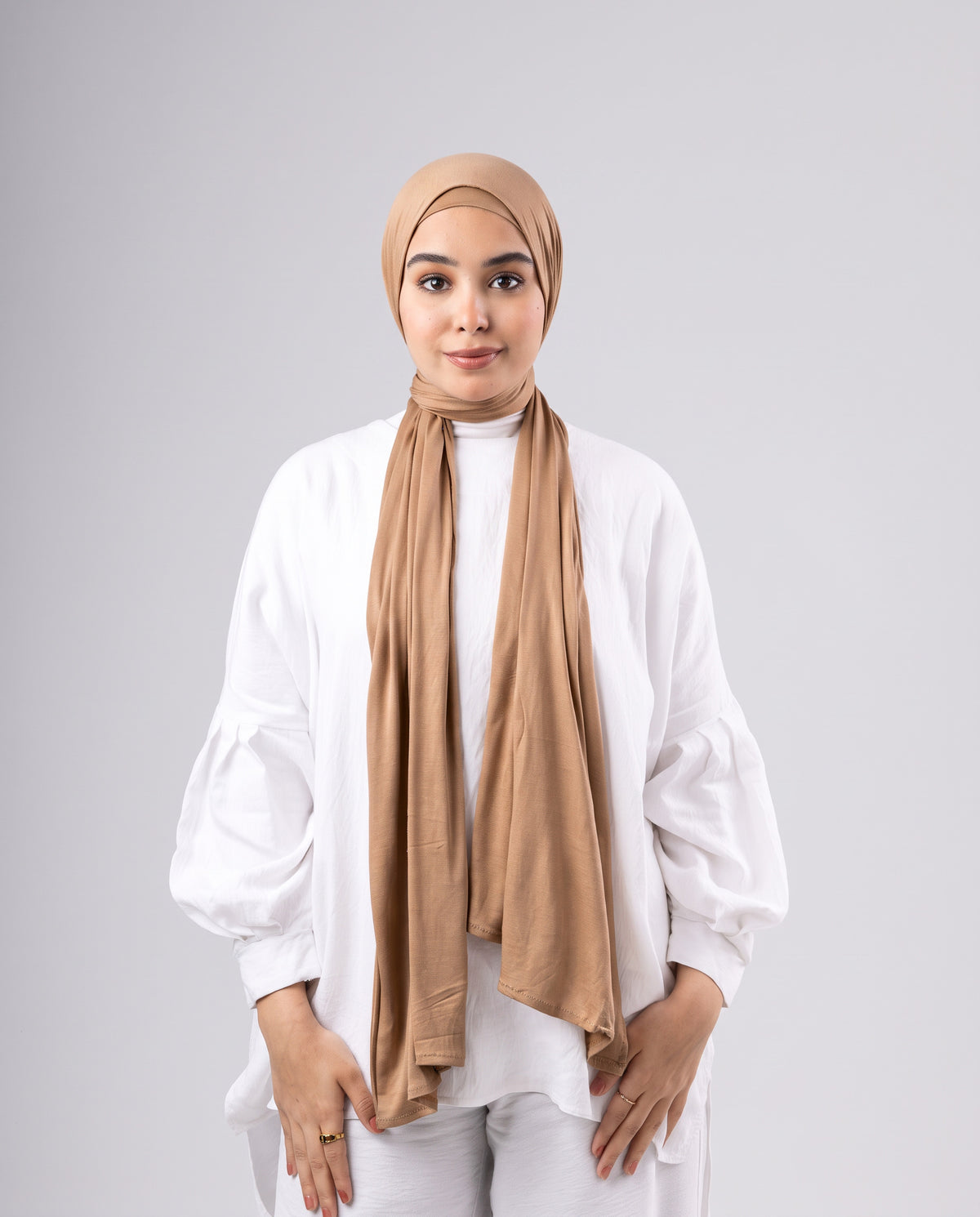 Jel Scarf and Bonnet Set - Light Brown