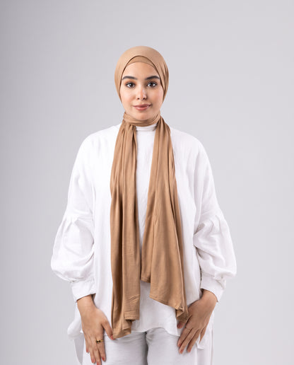 Jel Scarf and Bonnet Set - Light Brown