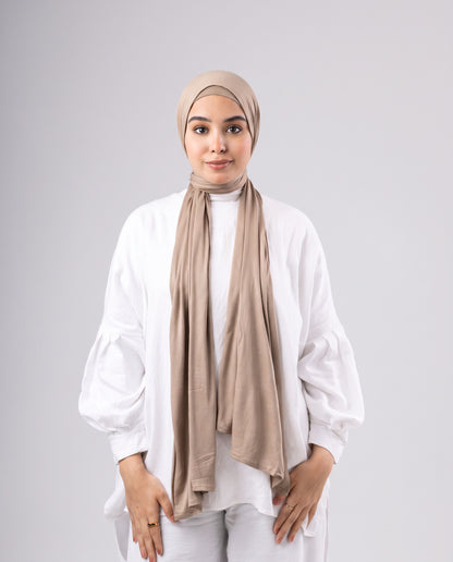 Jel Scarf and Bonnet Set - Light Cafe