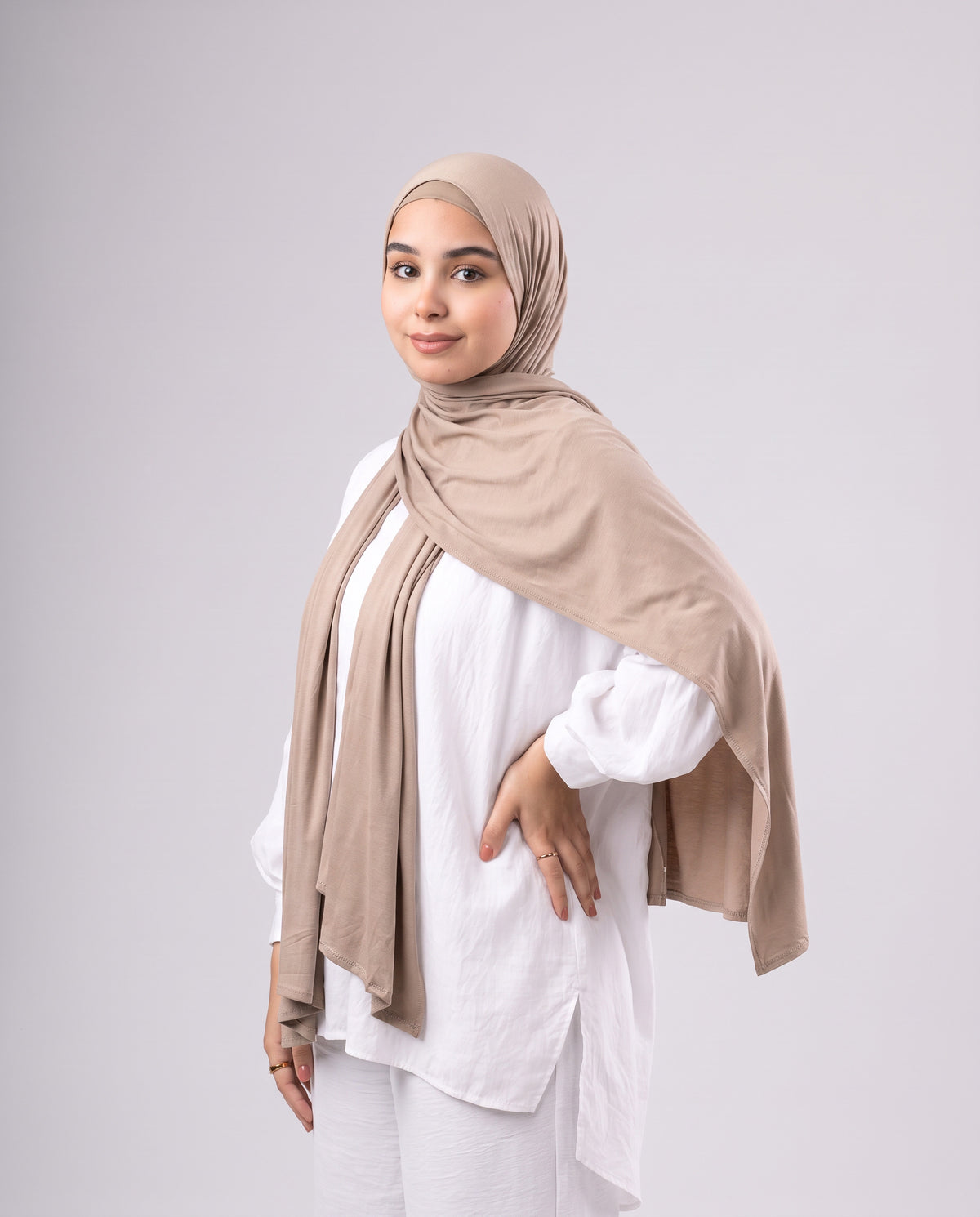 Jel Scarf and Bonnet Set - Light Cafe
