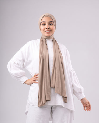 Jel Scarf and Bonnet Set - Light Cafe