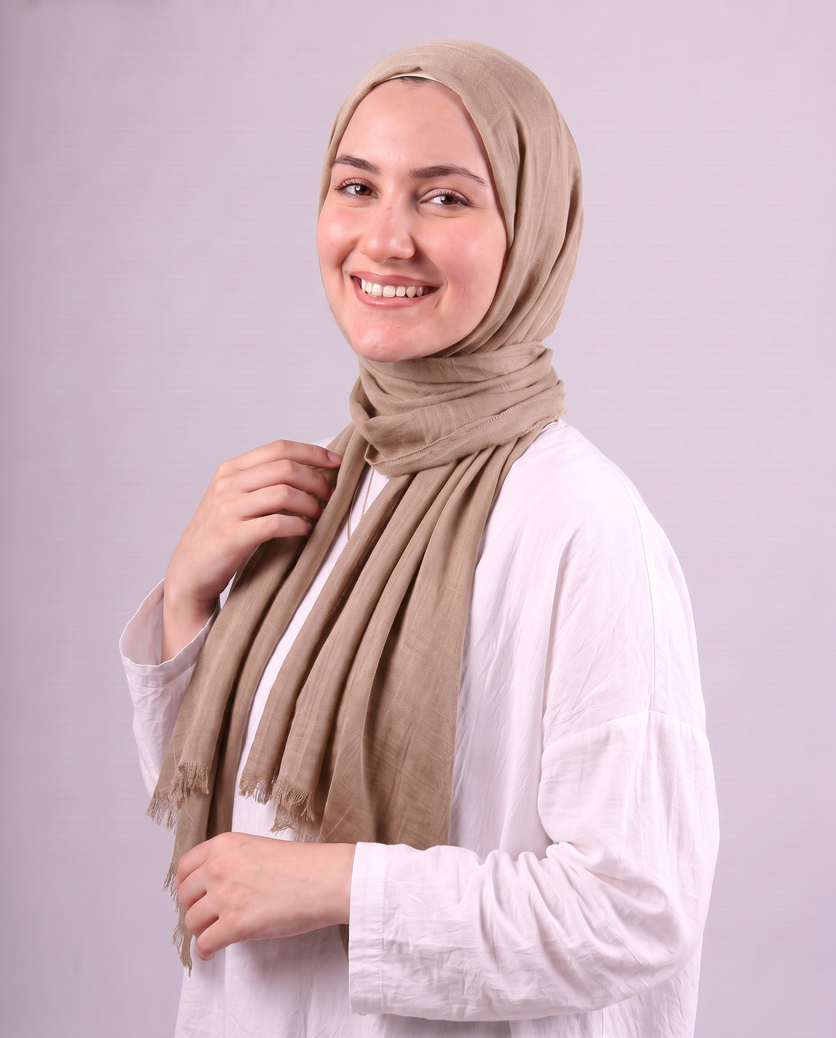 Safnga Cotton Scarf - Dark Beige