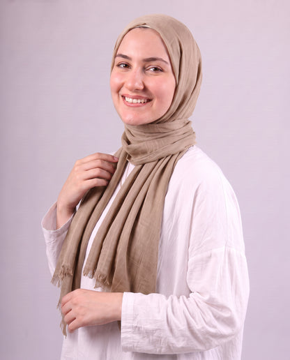 Safnga Cotton Scarf - Dark Beige