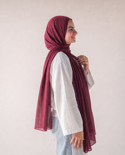 Athena Key Kuwaiti Scarf - Burgundy