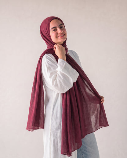 Athena Key Kuwaiti Scarf - Burgundy