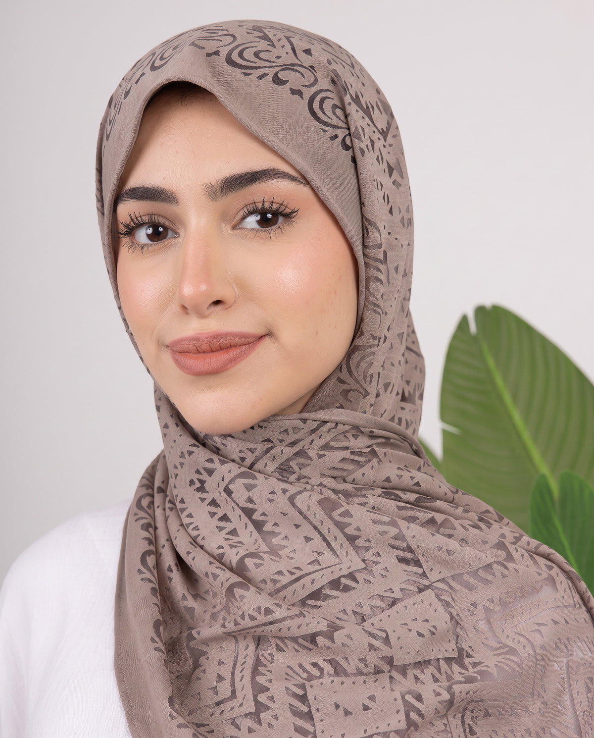 Atlas Devore Kuwaiti Scarf - Taupe Beige