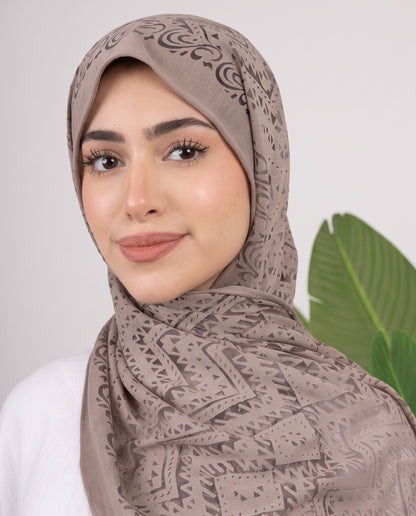 Atlas Devore Kuwaiti Scarf - Taupe Beige