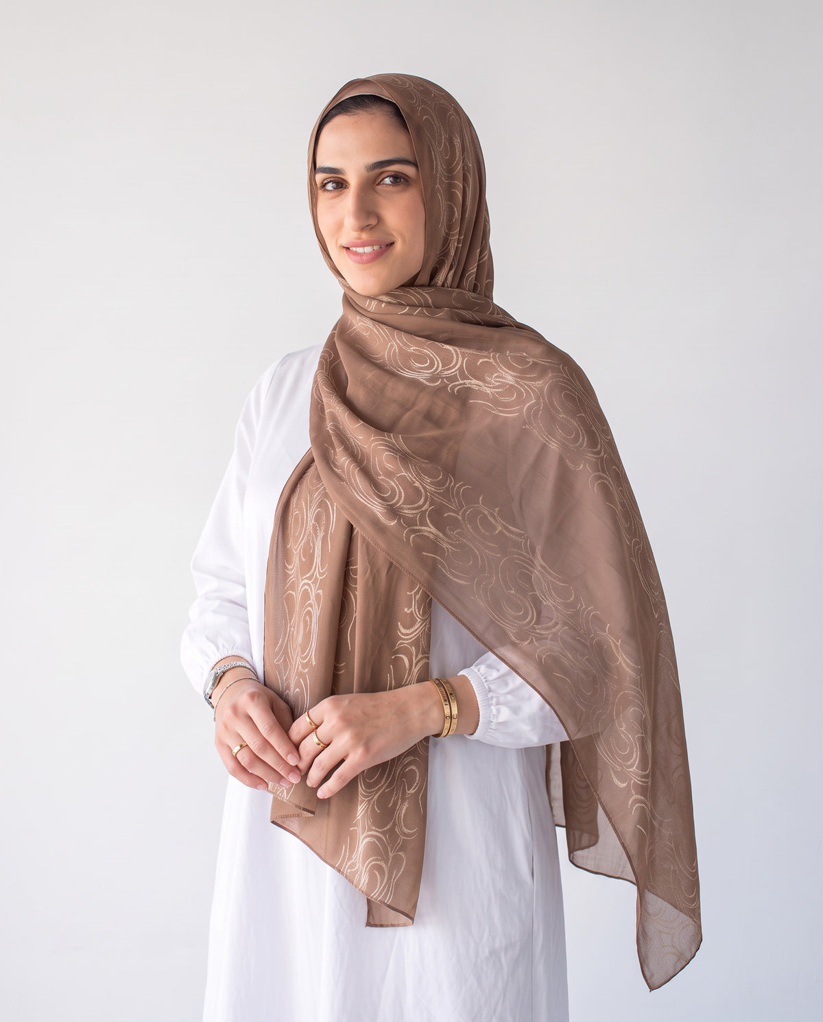 Filigree Kuwaiti Scarf - Cafe