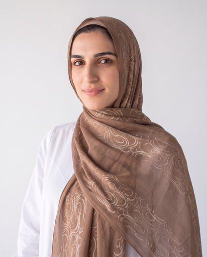 Filigree Kuwaiti Scarf - Cafe