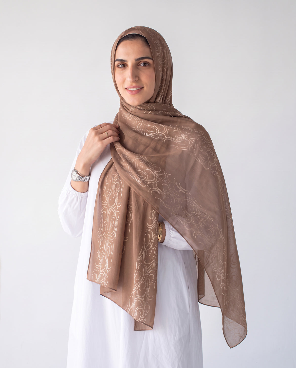 Filigree Kuwaiti Scarf - Cafe