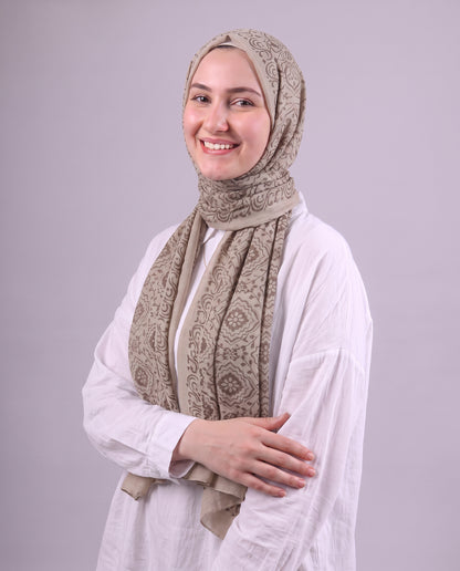 Flower Devore Scarf - Café