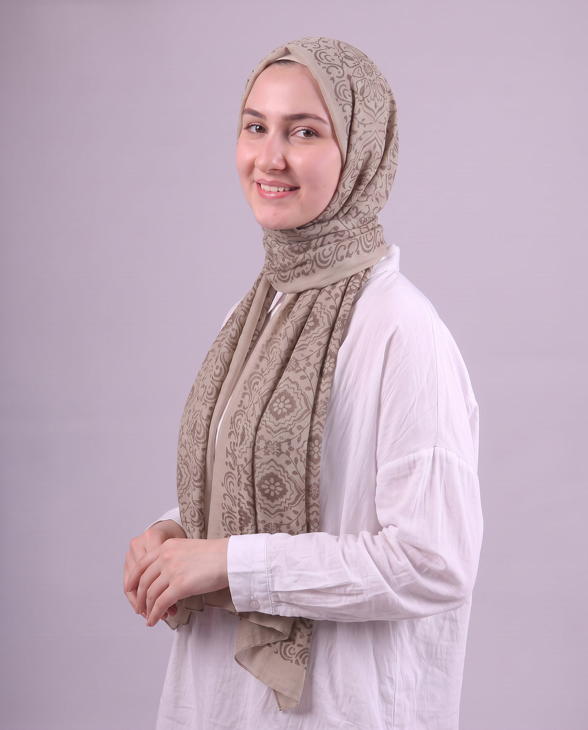 Flower Devore Scarf - Café