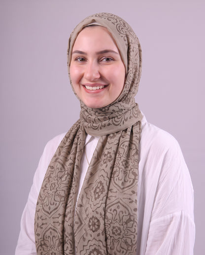 Flower Devore Scarf - Café