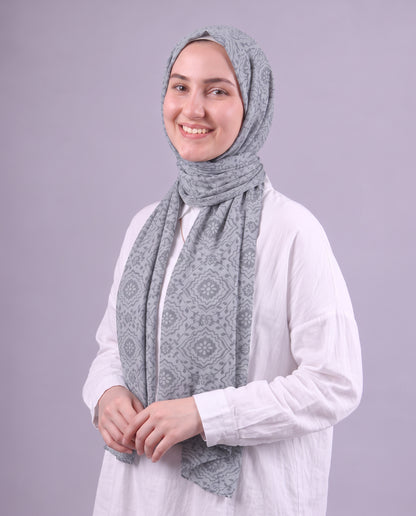 Flower Devore Scarf - Light Grey