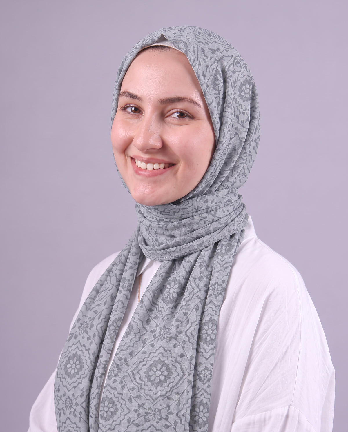 Flower Devore Scarf - Light Grey