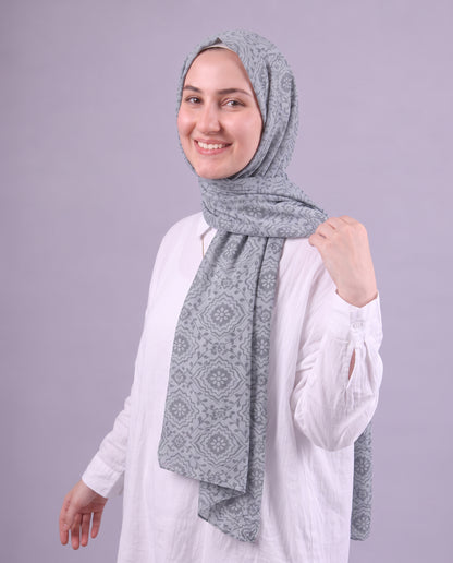 Flower Devore Scarf - Light Grey