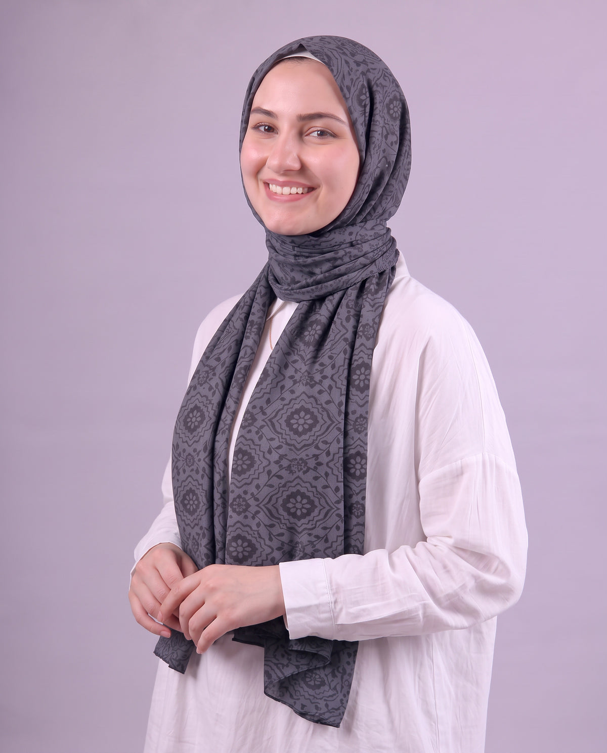 Flower Devore Scarf - Dark Café