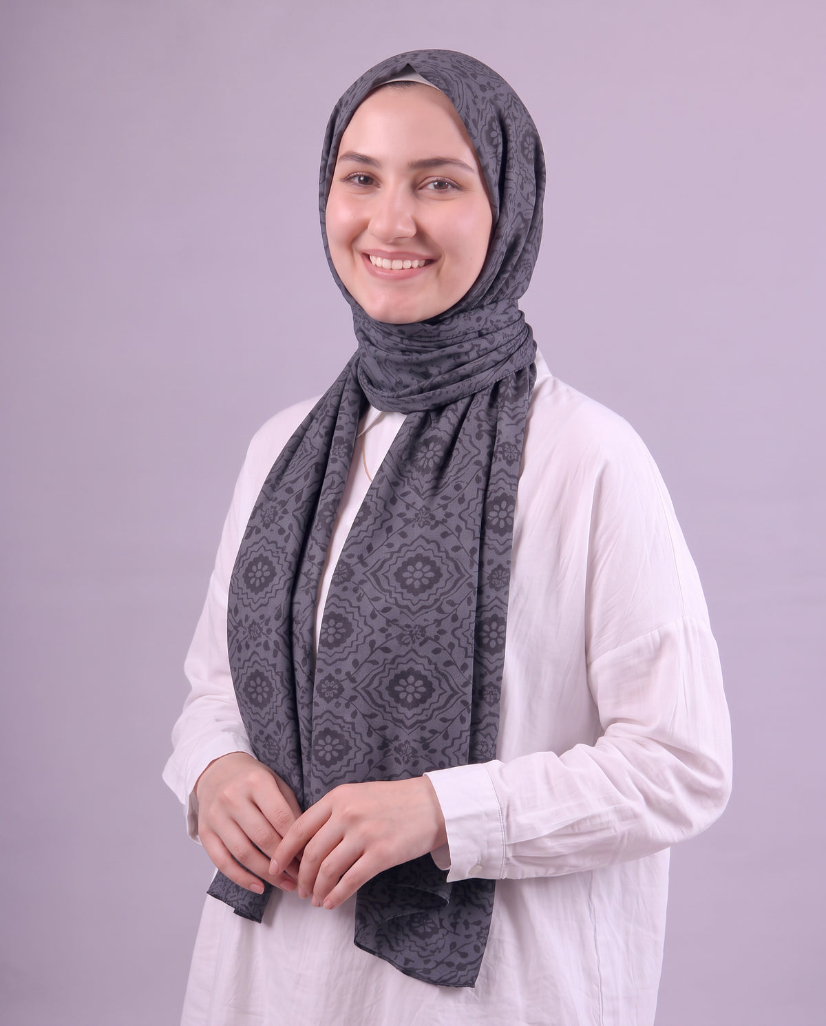 Flower Devore Scarf - Dark Café