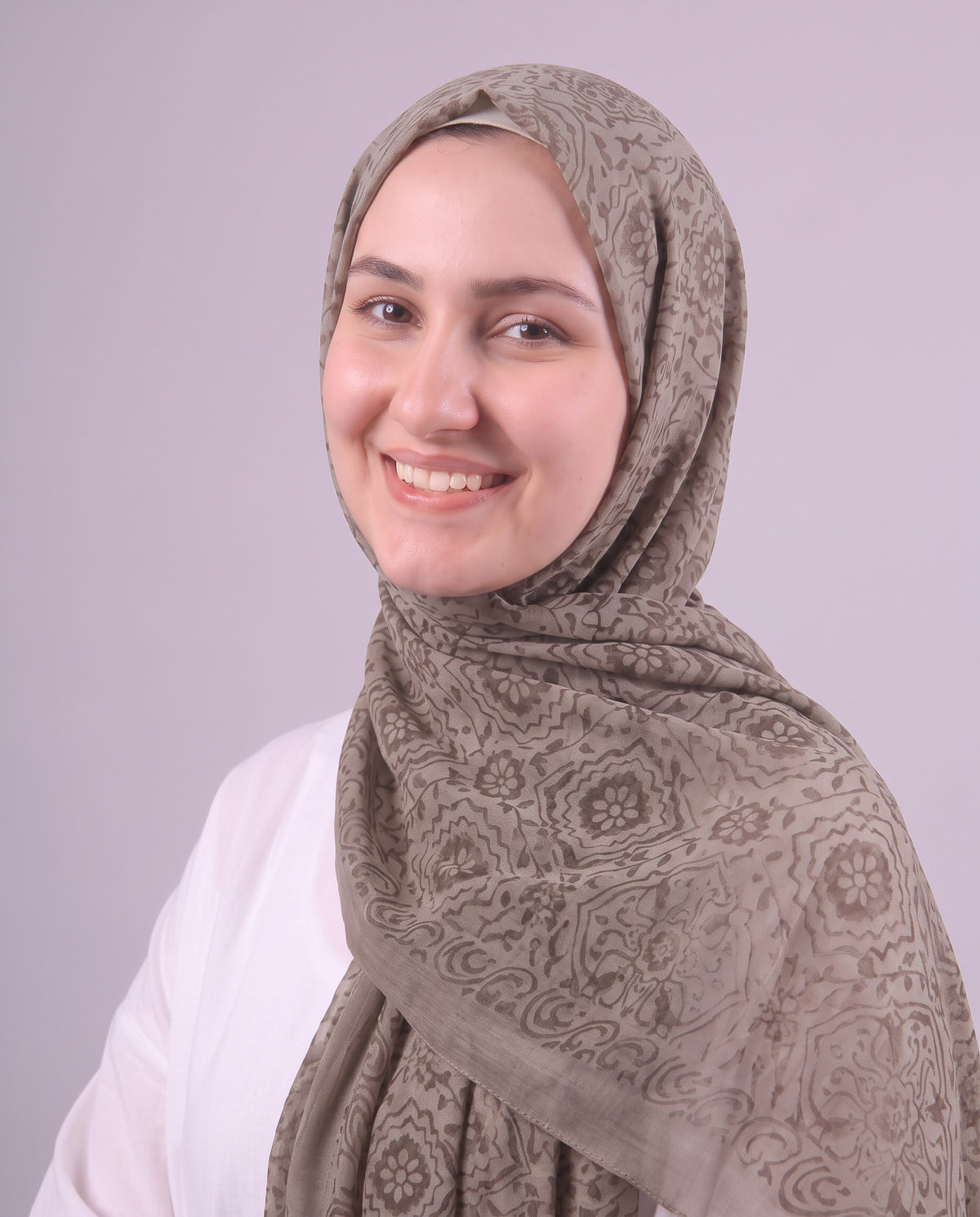Flower Devore Scarf - Dark Beige