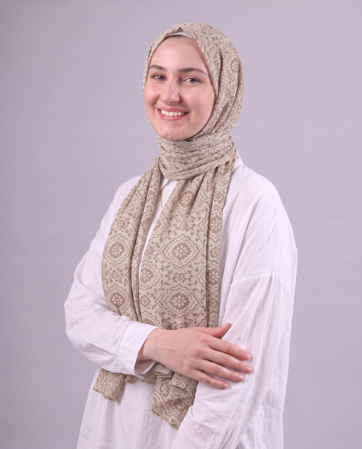 Flower Devore Scarf - Honey