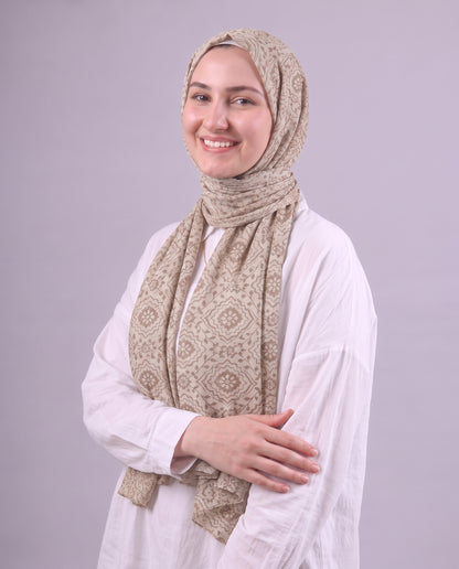 Flower Devore Scarf - Honey