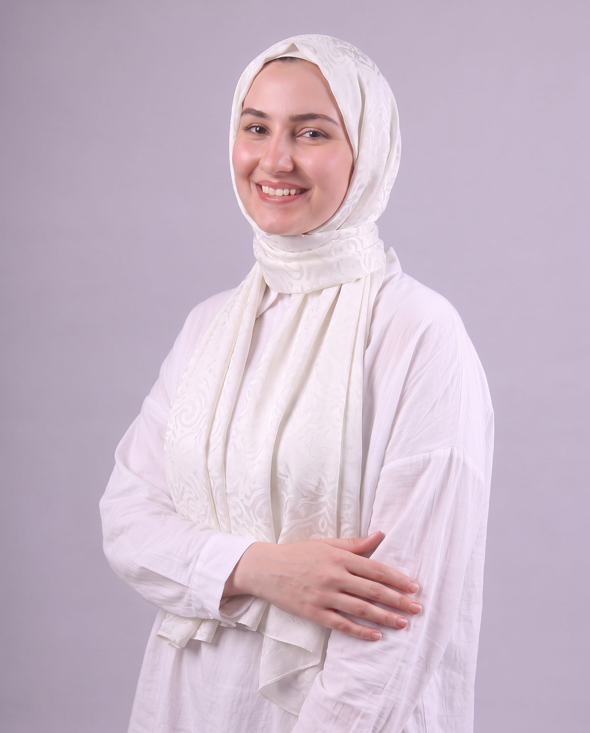 Flower Devore Scarf - Off White