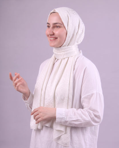 Flower Devore Scarf - Off White