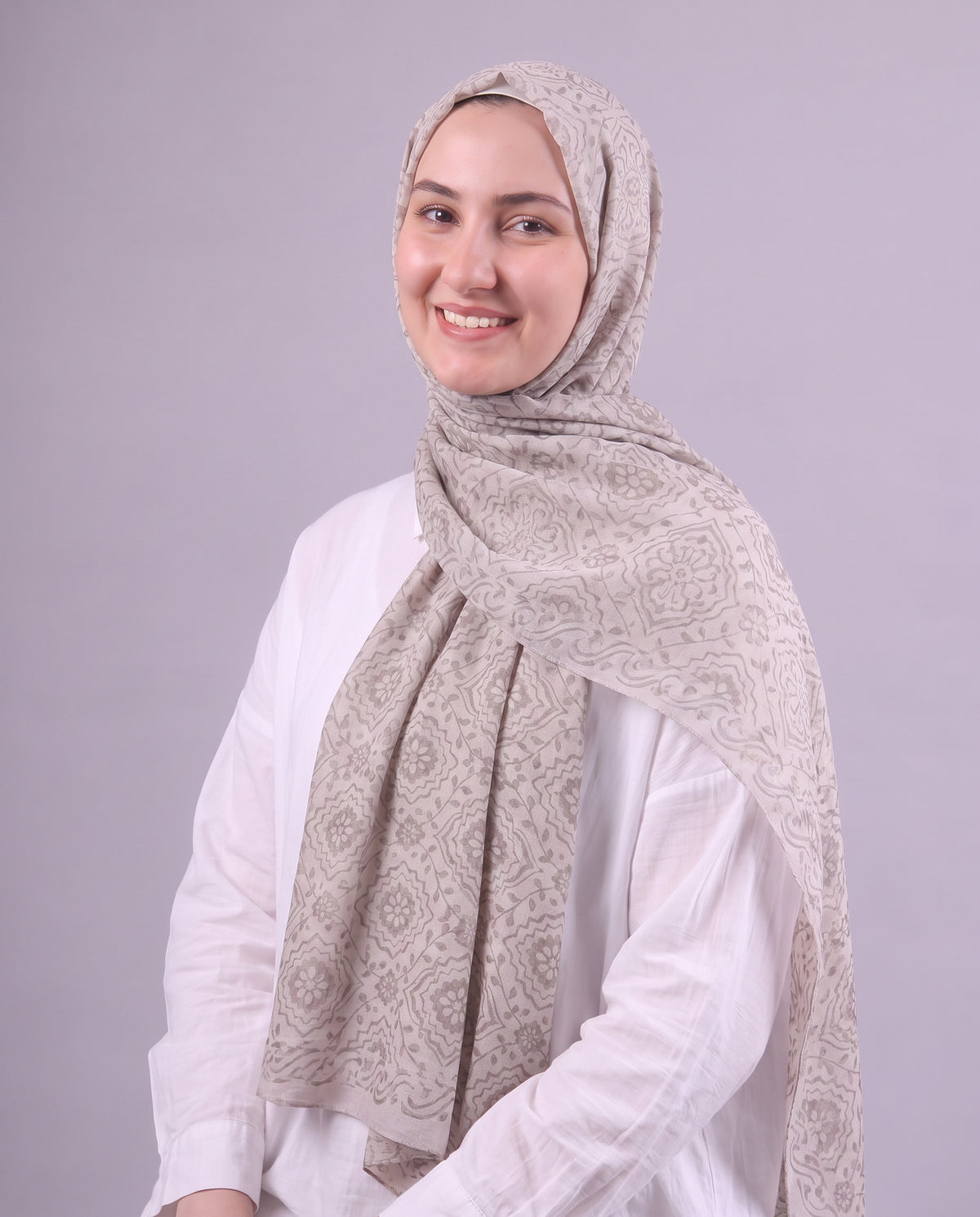 Flower Devore Scarf - Medium Beige
