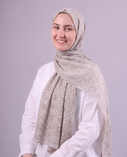 Flower Devore Scarf - Medium Beige