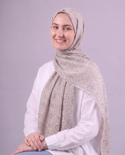 Flower Devore Scarf - Medium Beige