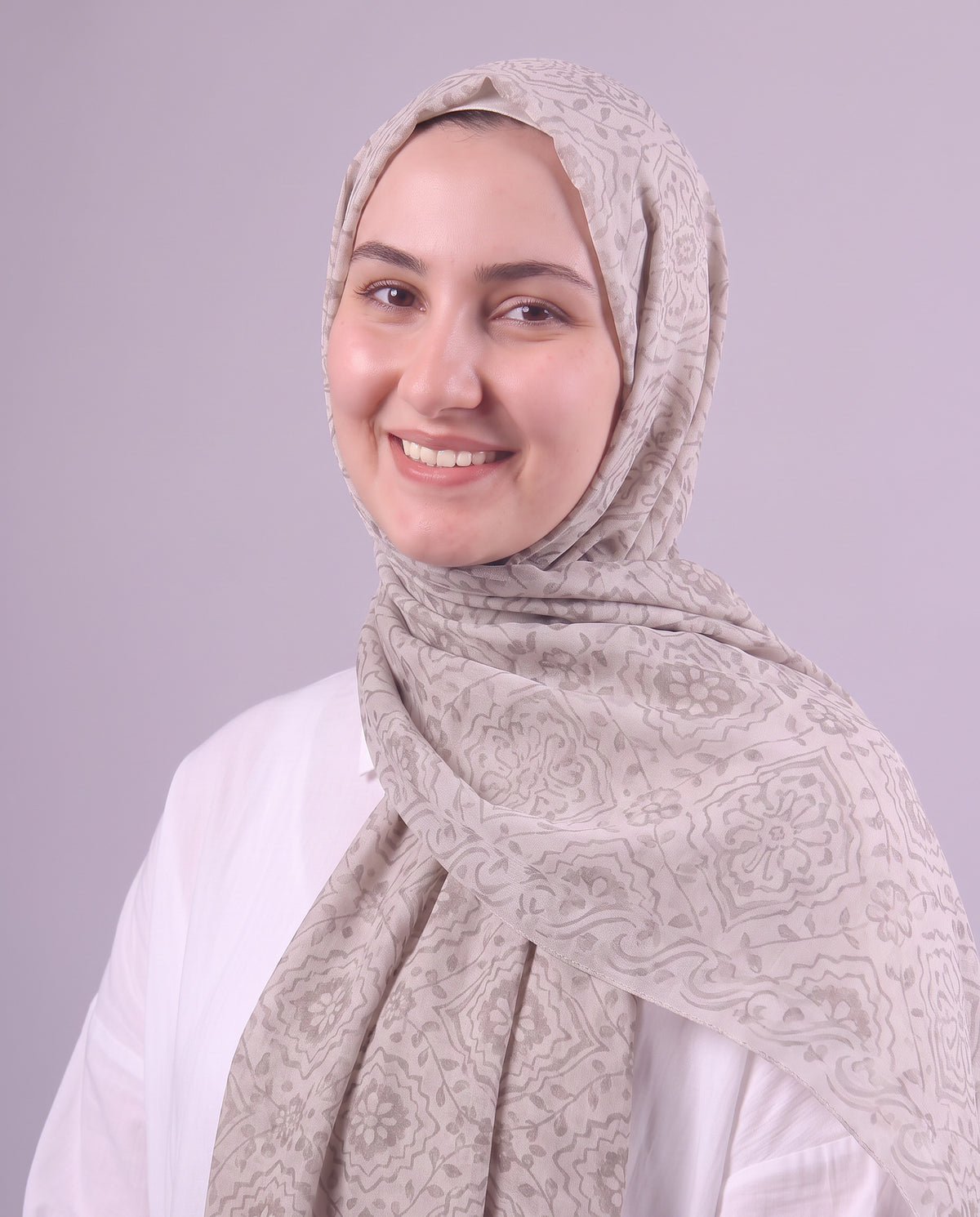 Flower Devore Scarf - Medium Beige