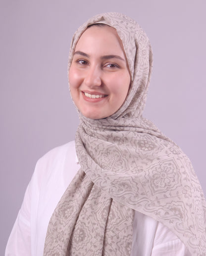 Flower Devore Scarf - Medium Beige