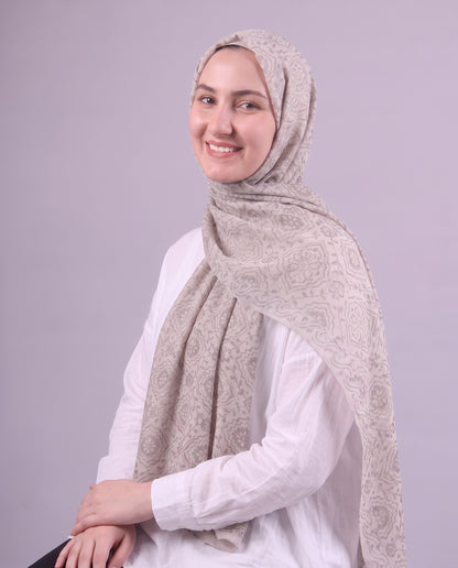 Flower Devore Scarf - Medium Beige